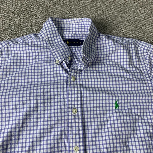 Ralph Lauren Mens Shirt Size Large‎ Purple Checkered Long Sleeves Button Down - Picture 2 of 11